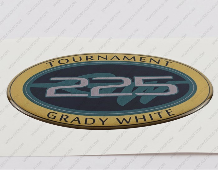 Grady White 225 Tournament Raised Domed 3D Decal 5" x 2.7" 1pcs.